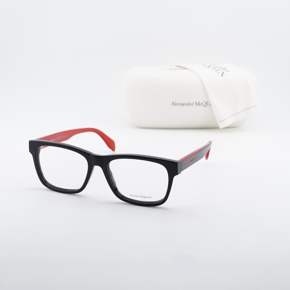 Alexander McQueen AM0307O 006 Square Eyeglasses 55mm - Black/Red